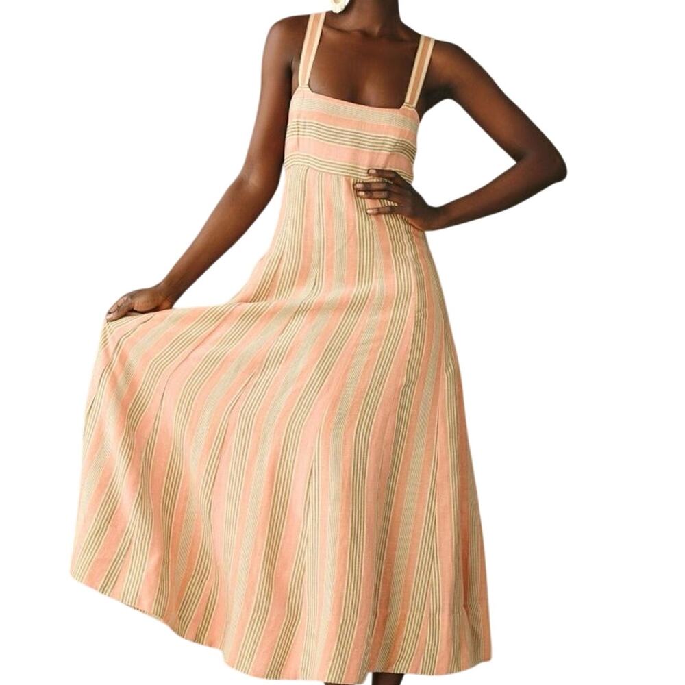 MAEVE Anthropologie Square-Neck Tie-Back Coral Dress Size 12 needs new zipper
